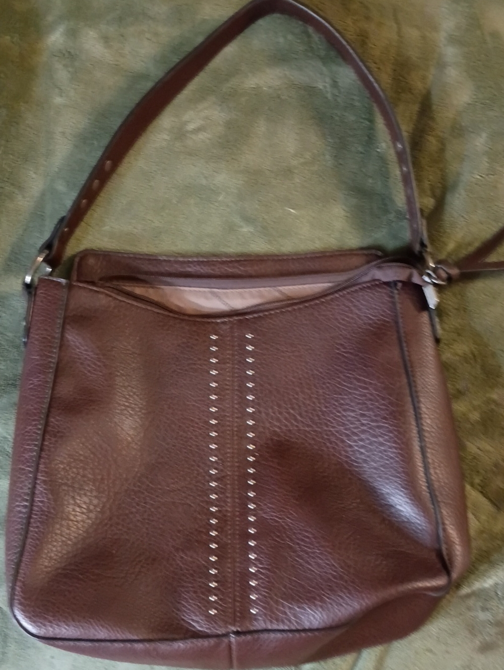 Almost New Montana West Hobo Bag Faux Vegan Leather Black Studded Western Purse